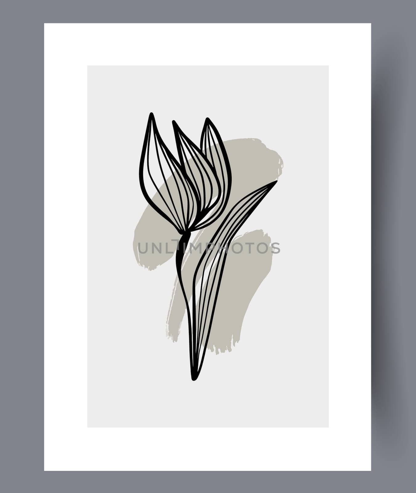 Printable wall art vector poster set. Hand drawn minimalism design for scandinavian interior.