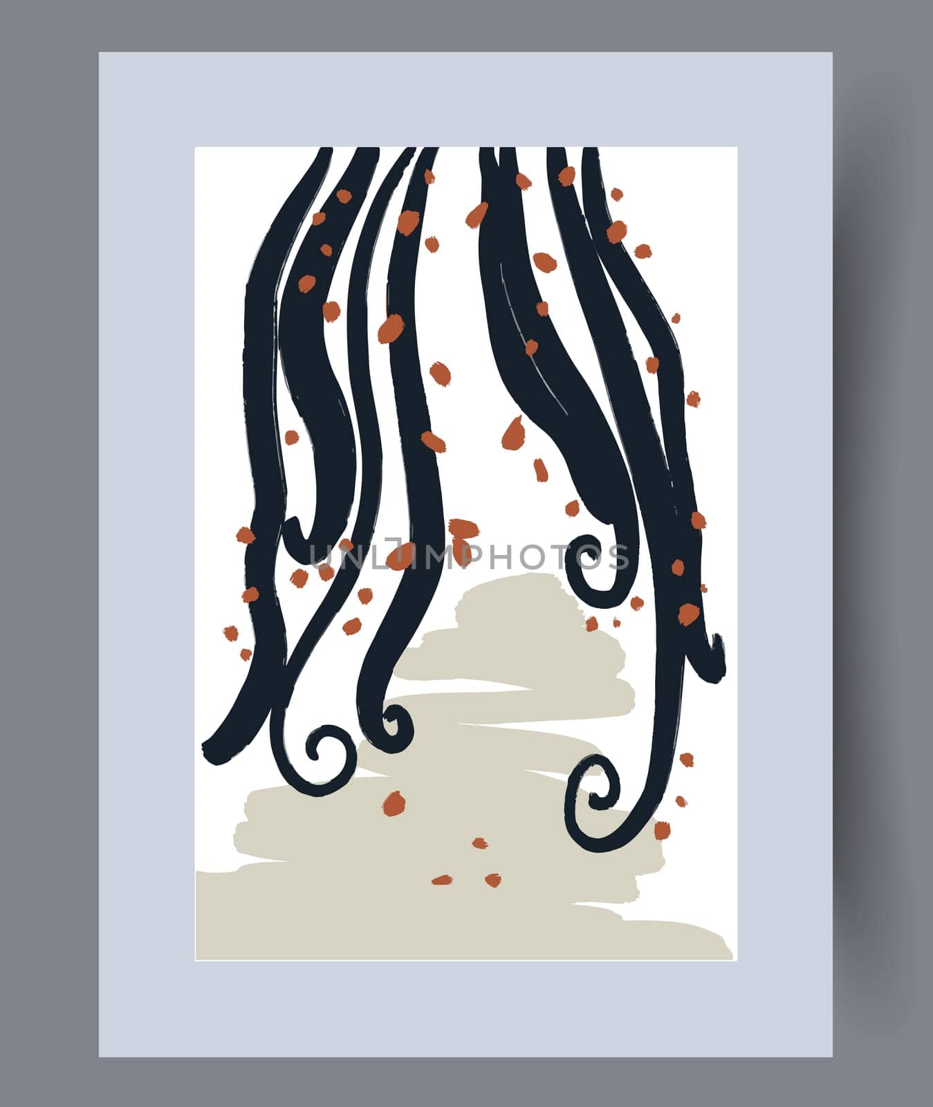 Printable wall art vector poster set. Hand drawn minimalism design for scandinavian interior.
