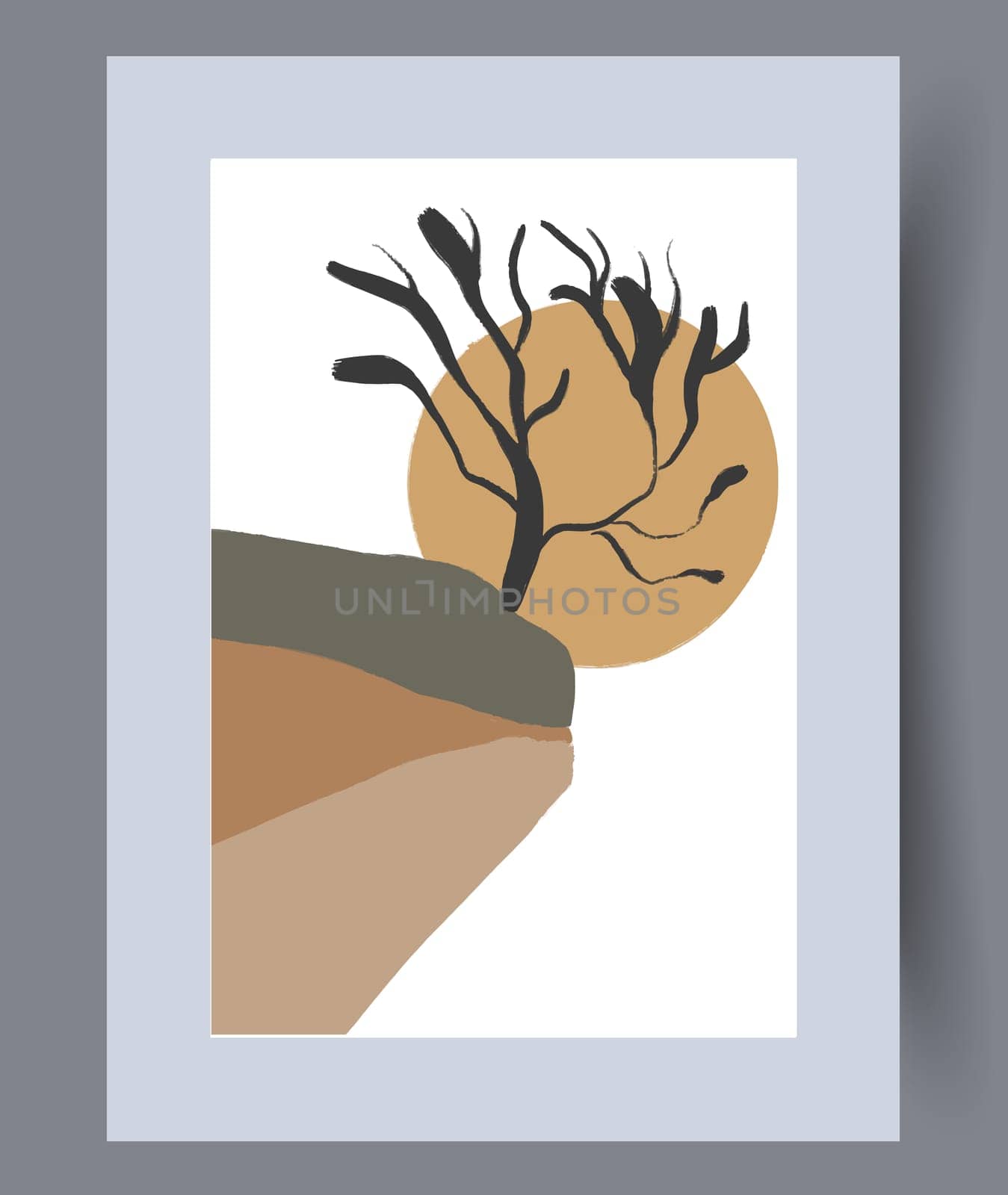 Printable wall art vector poster set. Hand drawn minimalism design for scandinavian interior.