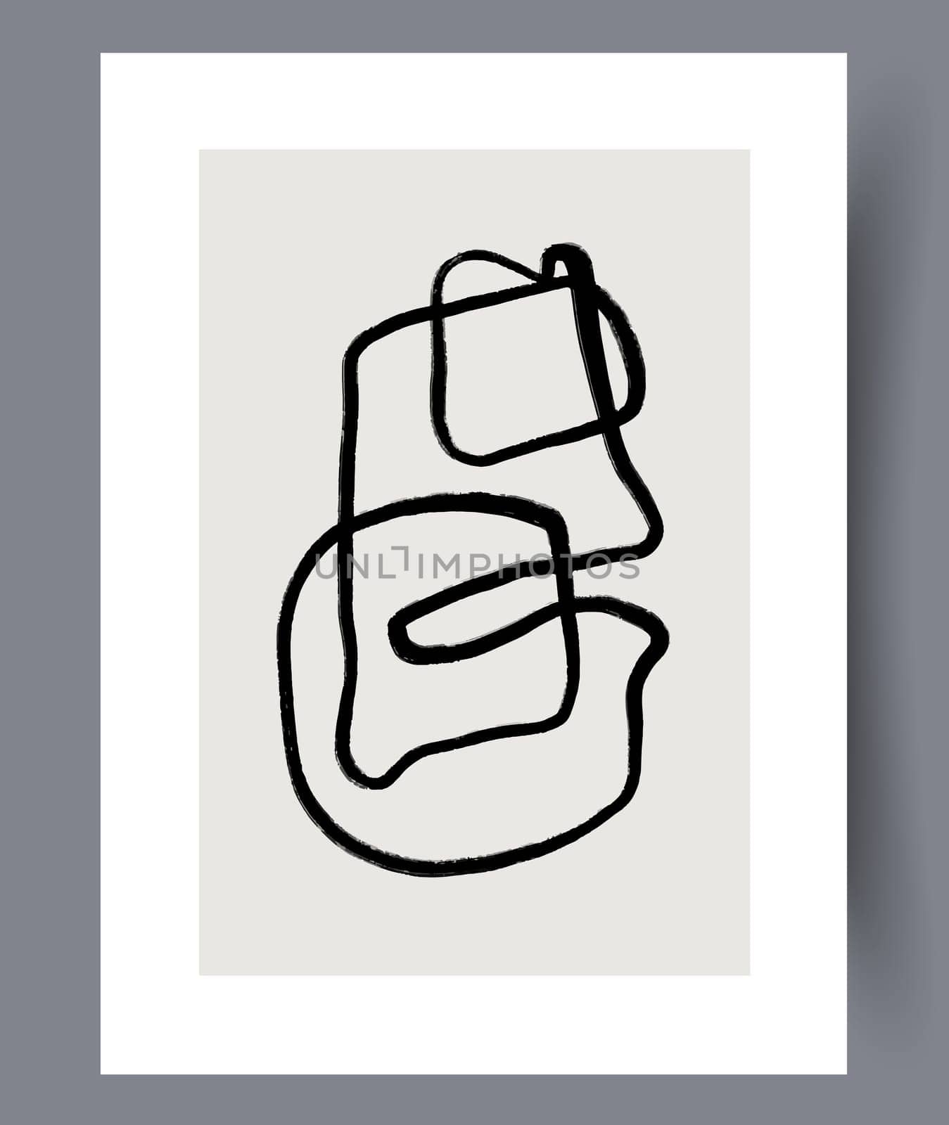 Printable wall art vector poster set. Hand drawn minimalism design for scandinavian interior.