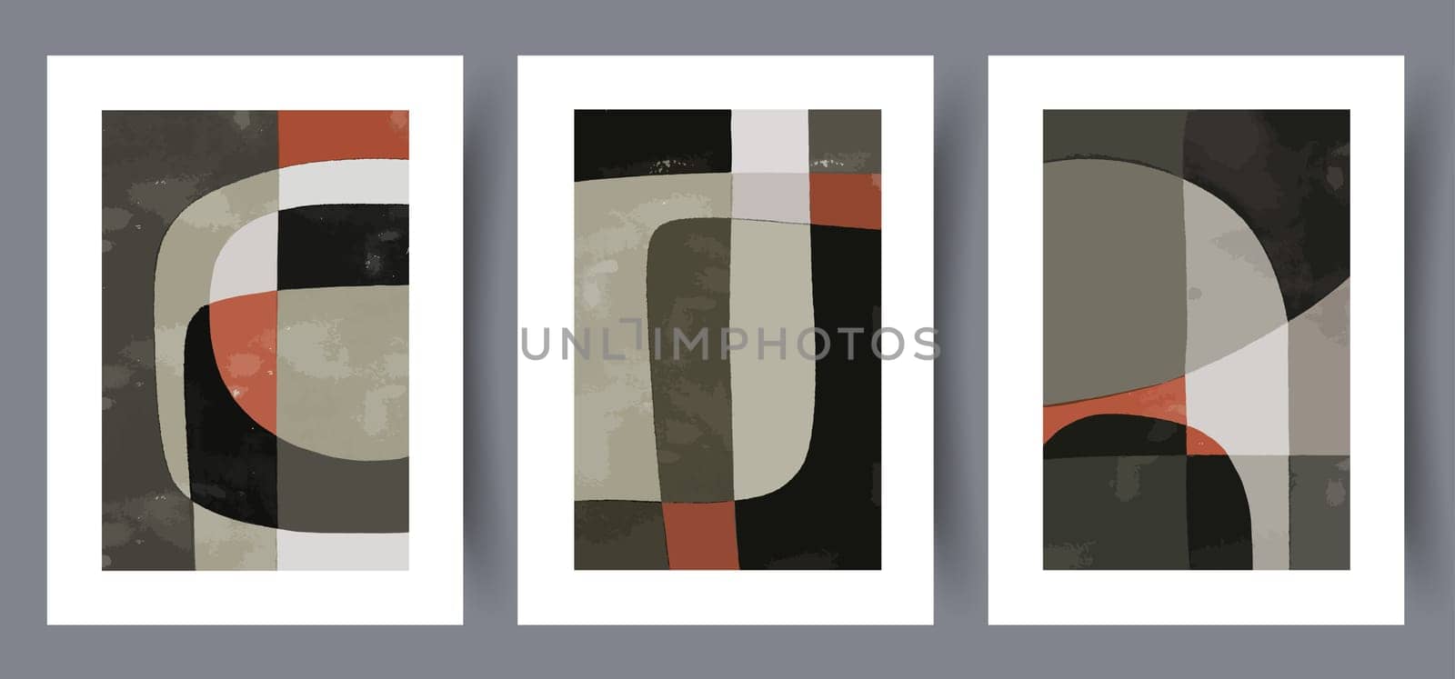 Printable wall art vector poster set. Hand drawn minimalism design for scandinavian interior.