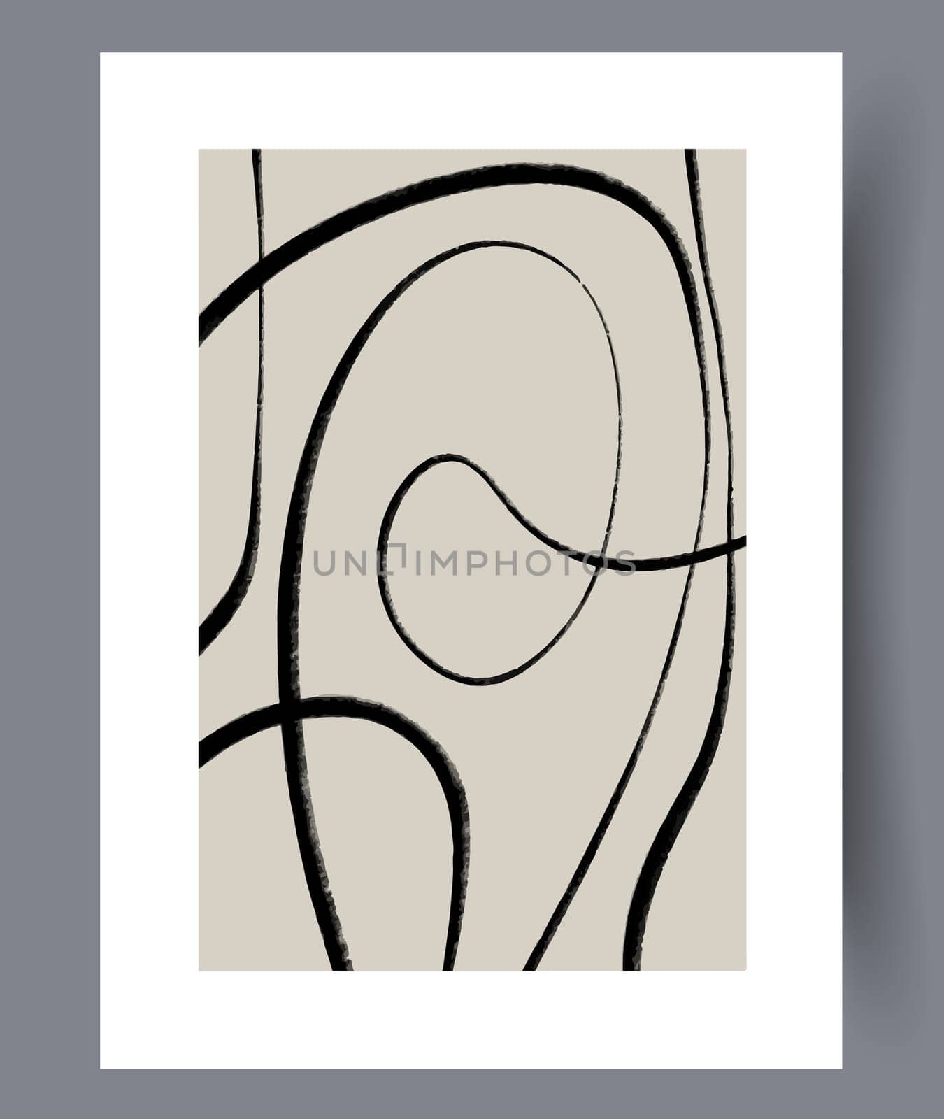 Printable wall art vector poster set. Hand drawn minimalism design for scandinavian interior.