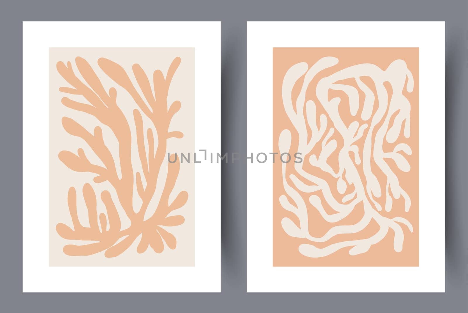 Printable wall art vector poster set. Hand drawn minimalism design for scandinavian interior.