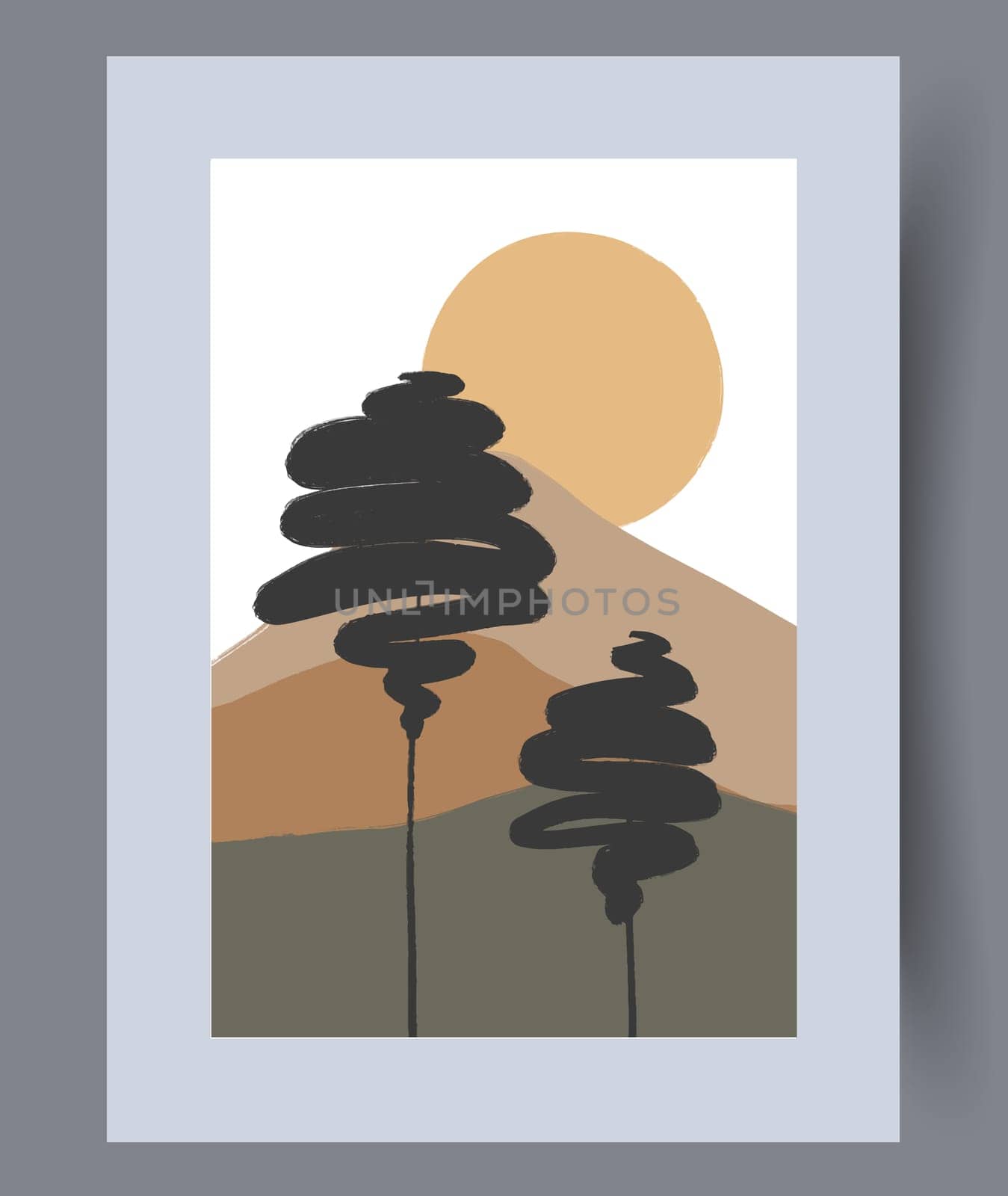 Printable wall art vector poster set. Hand drawn minimalism design for scandinavian interior.