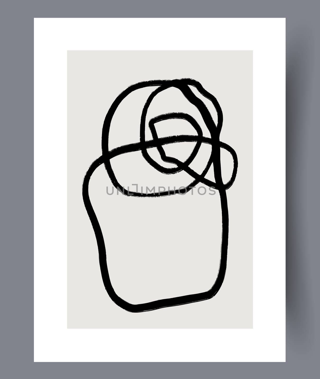 Printable wall art vector poster set. Hand drawn minimalism design for scandinavian interior.
