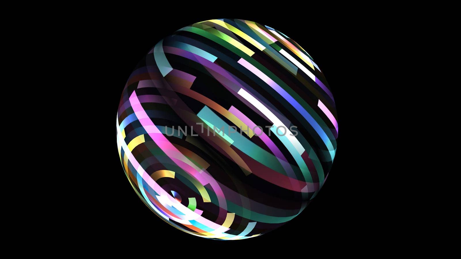 Colorful light rays on rotating sphere, Colorful light rays on rotating sphere