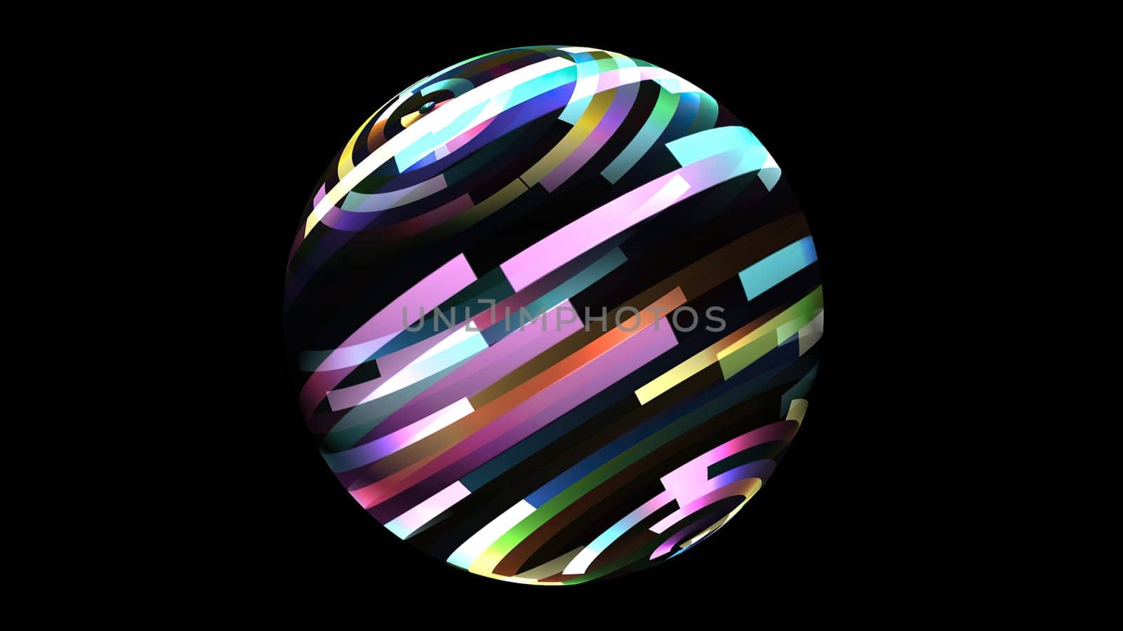 Colorful light rays on rotating sphere, Colorful light rays on rotating sphere