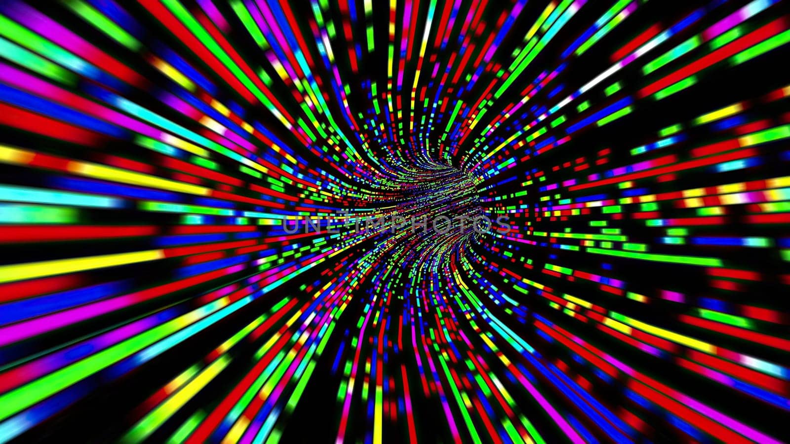 Driving through the Colorful light rays tunnel,Driving through the Colorful light rays tunnel