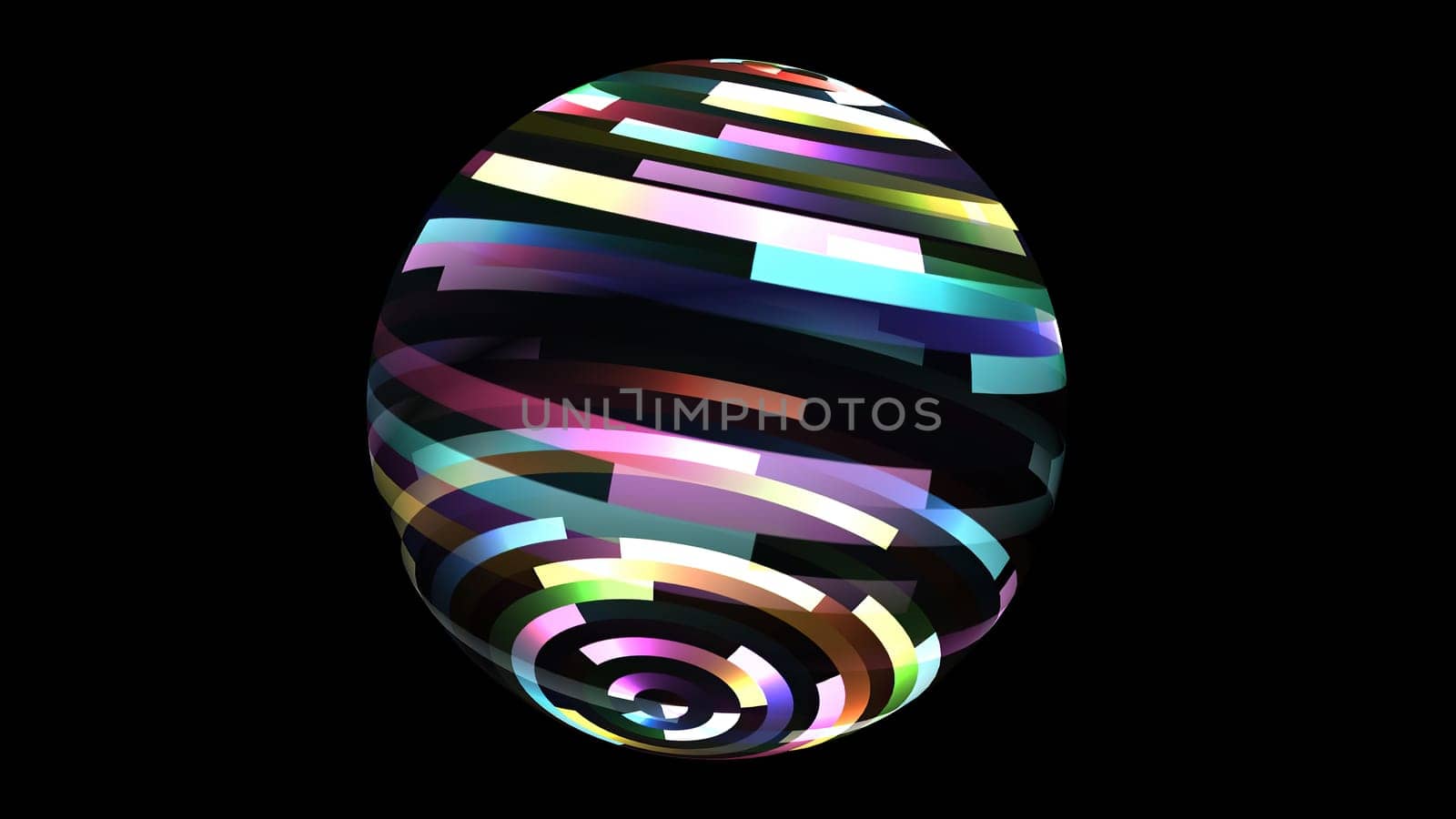 Colorful light rays on rotating sphere, Colorful light rays on rotating sphere