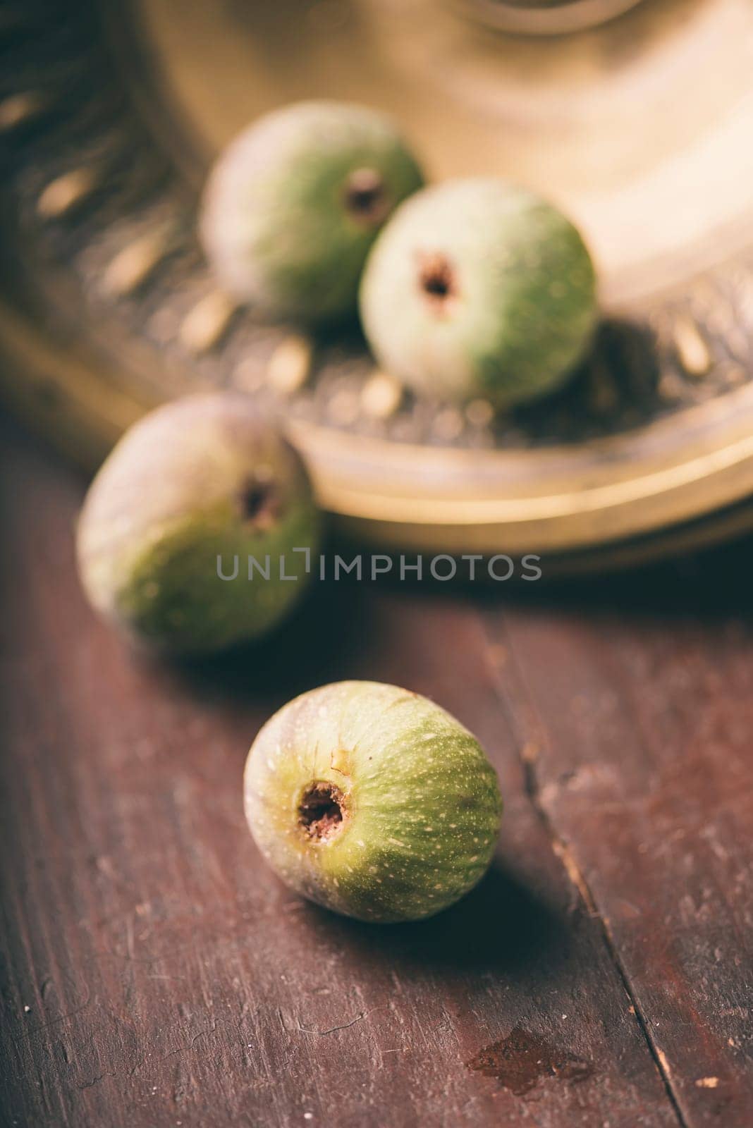 Figs on rustic wooden table