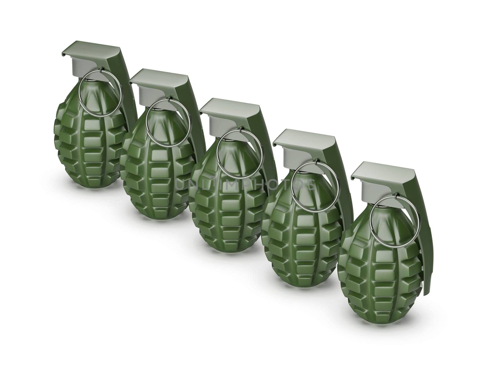 Fragmentation hand grenades on white background