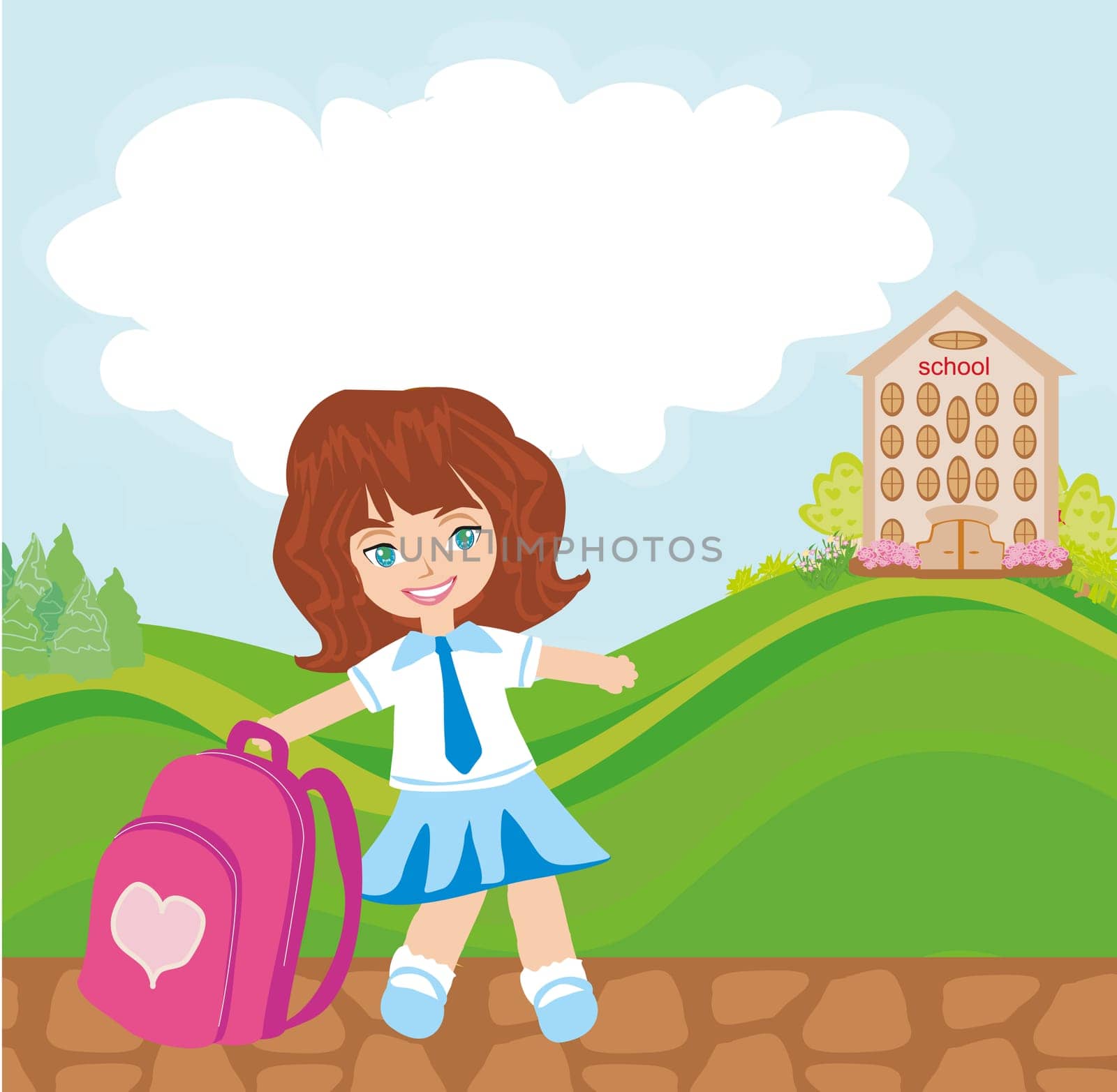 girl going to school