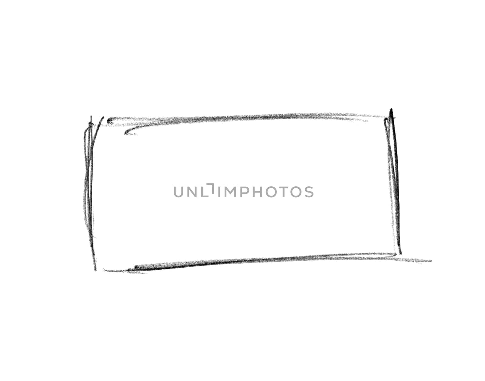 Empty sketch of simple hand drawn rectangle frame