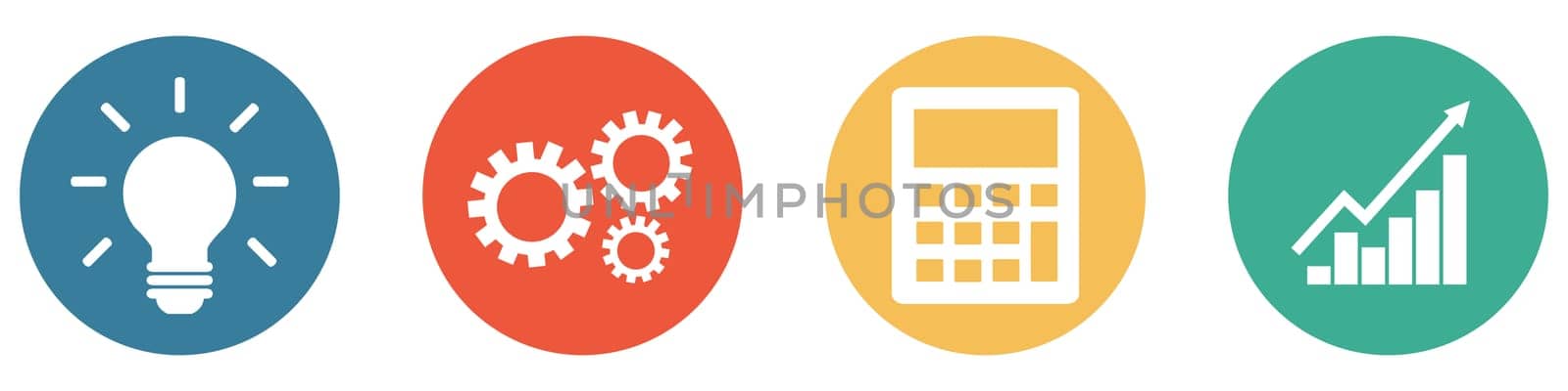 4 colorful Buttons blue, red, orange and green showing: Successful Business Concept