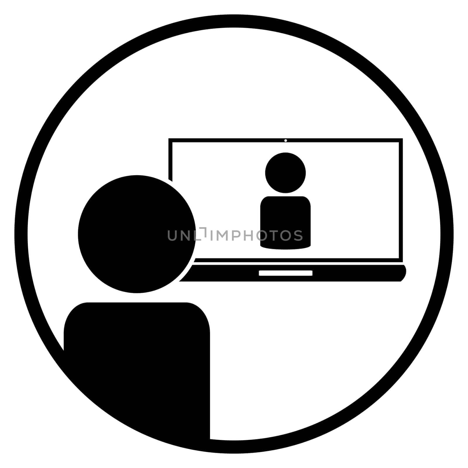 Video conference Symbol - Flat Icon in circle showing videochat or video call