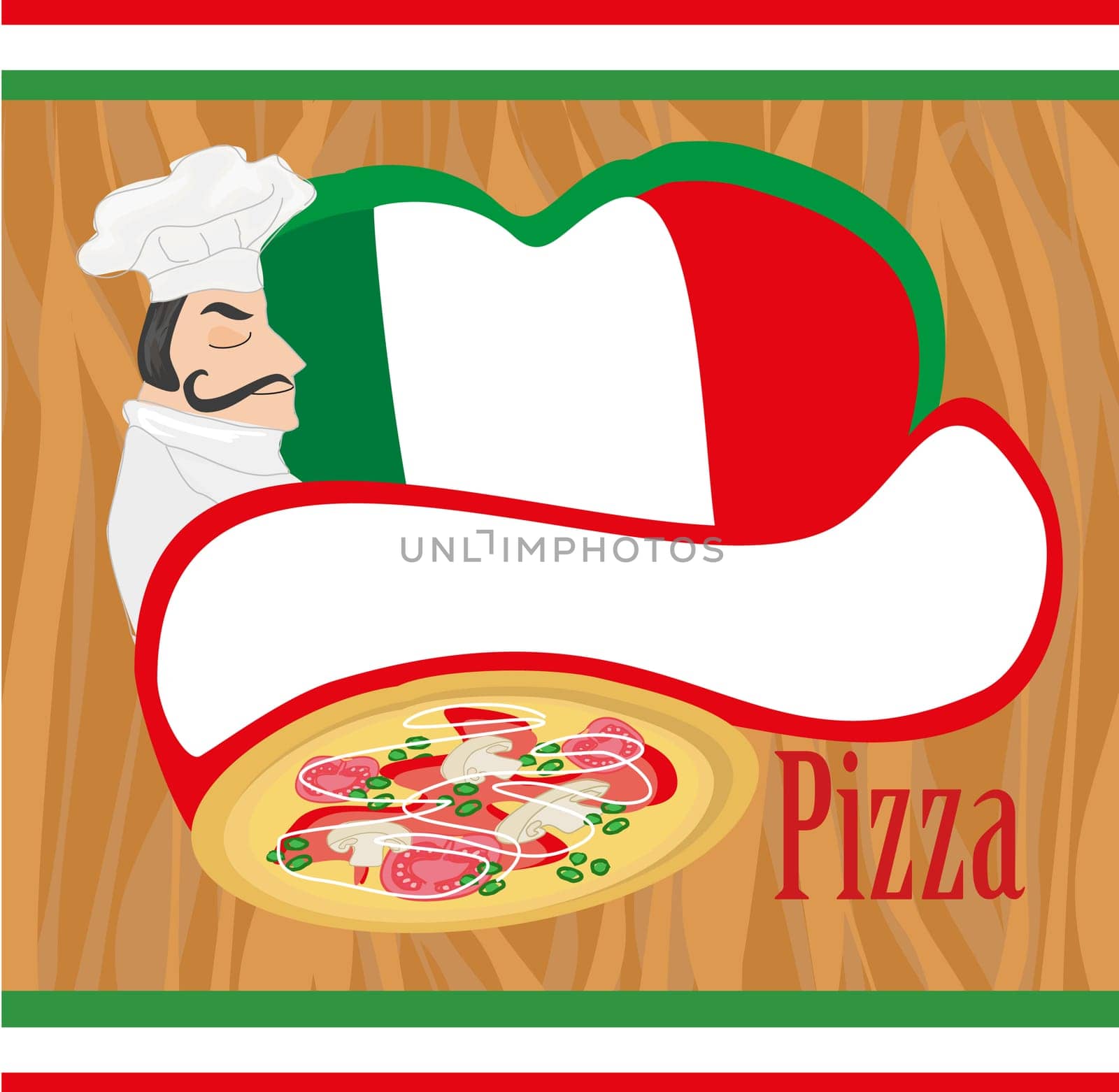 chef with pizza - Abstract card with space for Your text