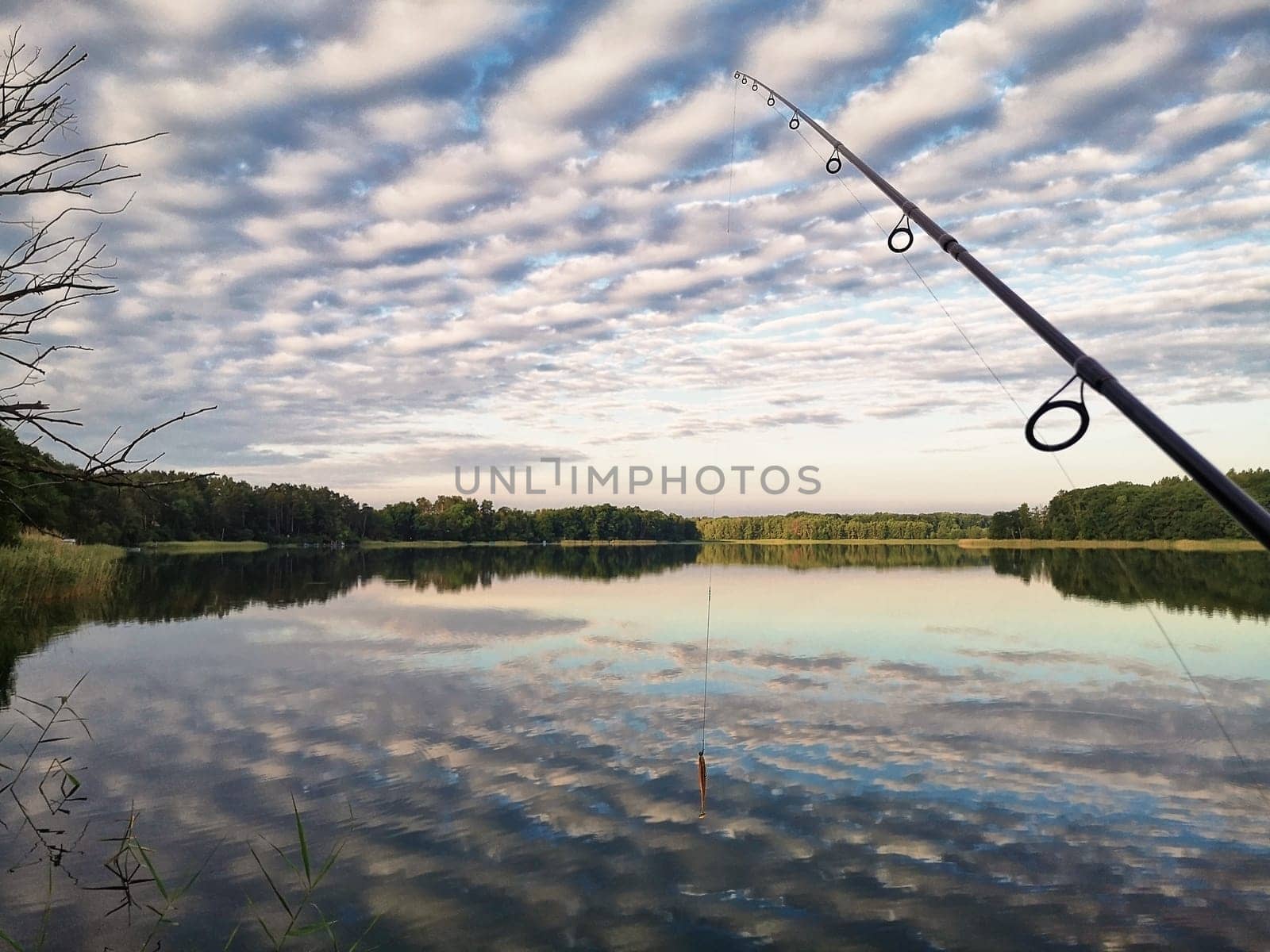 Anglers at Luebbesee near Templin, Brandenburg, Germany