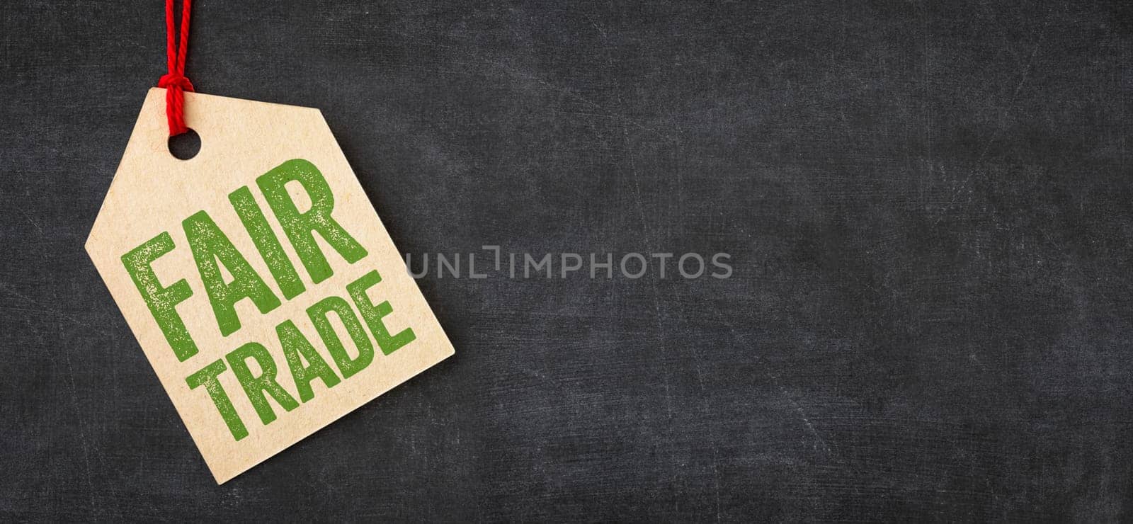 Tag on a blackboard - Fair trade