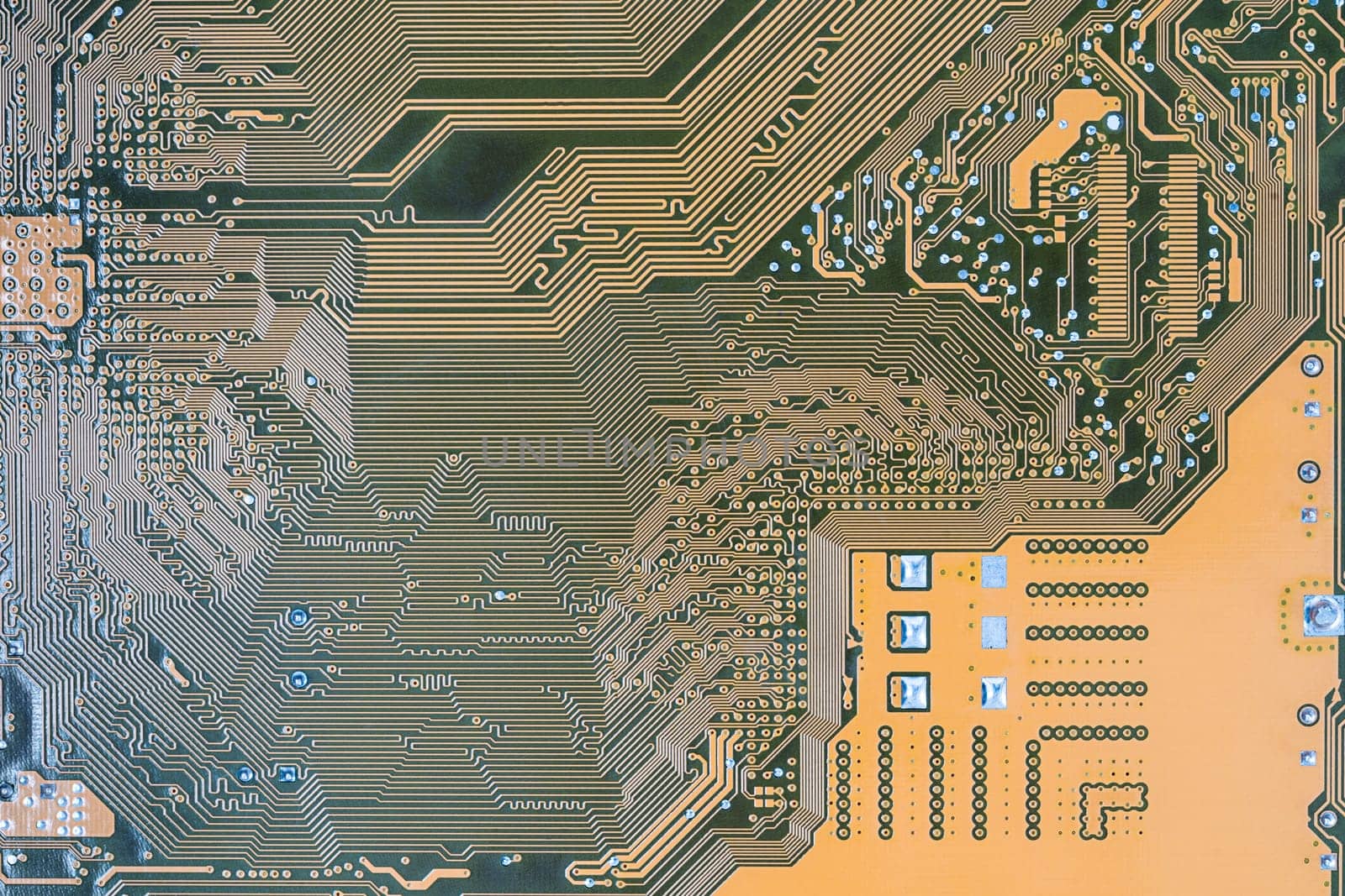Close up green circuit mainboard of computer background