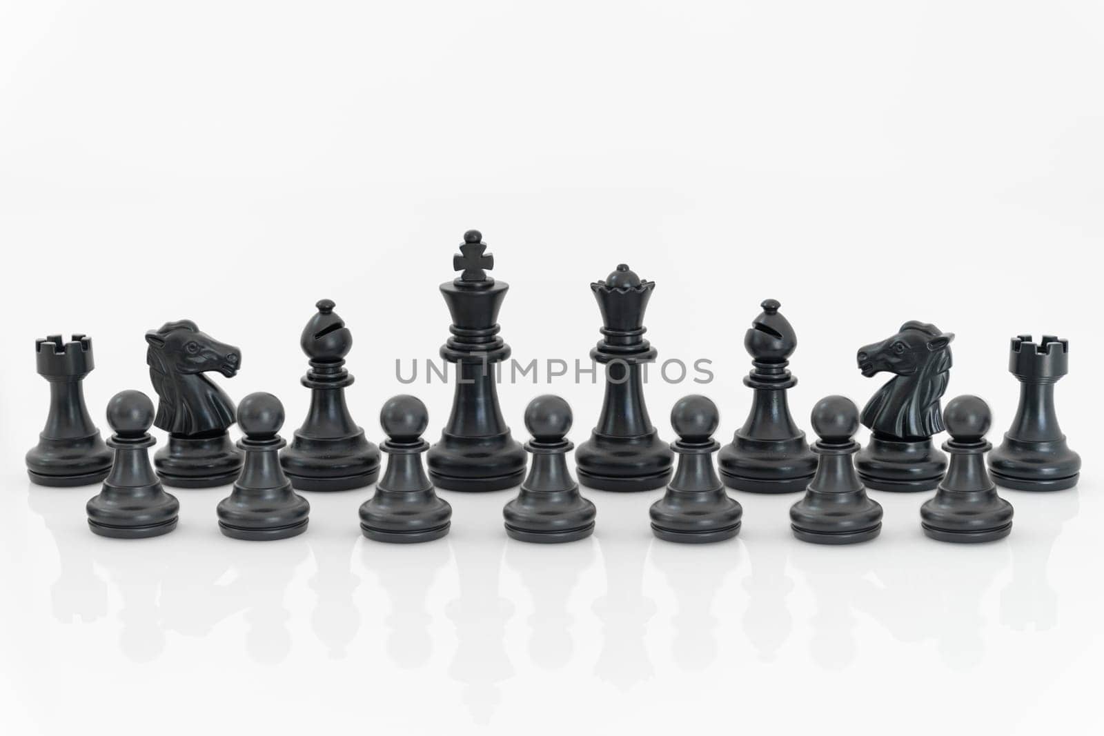 Chess game. Black chess pieces on white background