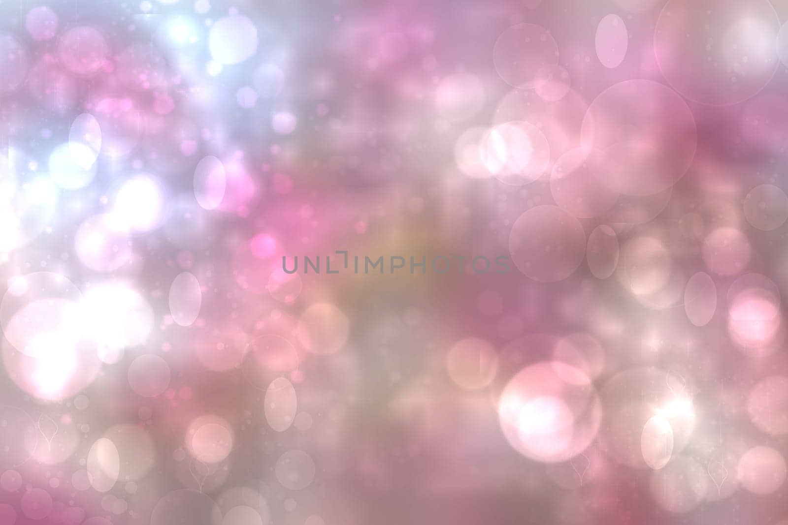 Abstract festive light brown gradient pink silver bokeh background texture with colorful circles and bokeh lights. Beautiful backdrop with space.