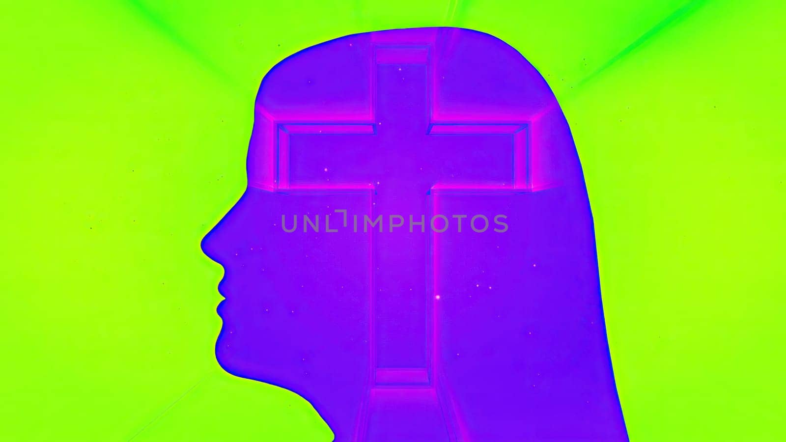 Portrait of Woman silhouette and cross of Jesus,Portrait of Woman silhouette and cross of Jesus