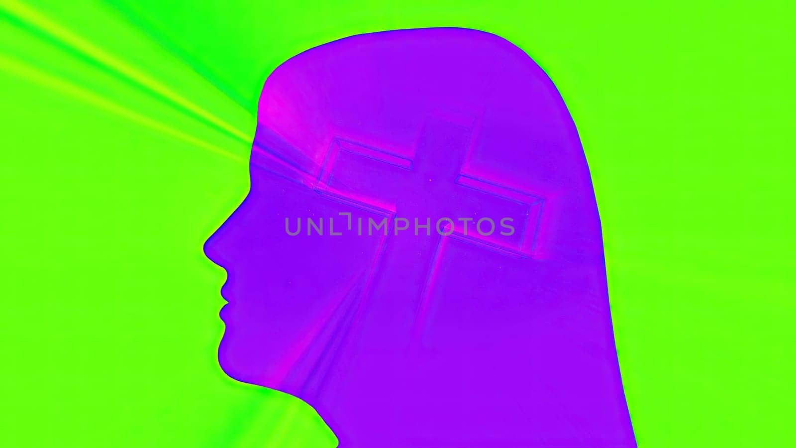 Portrait of Woman silhouette and cross of Jesus,Portrait of Woman silhouette and cross of Jesus
