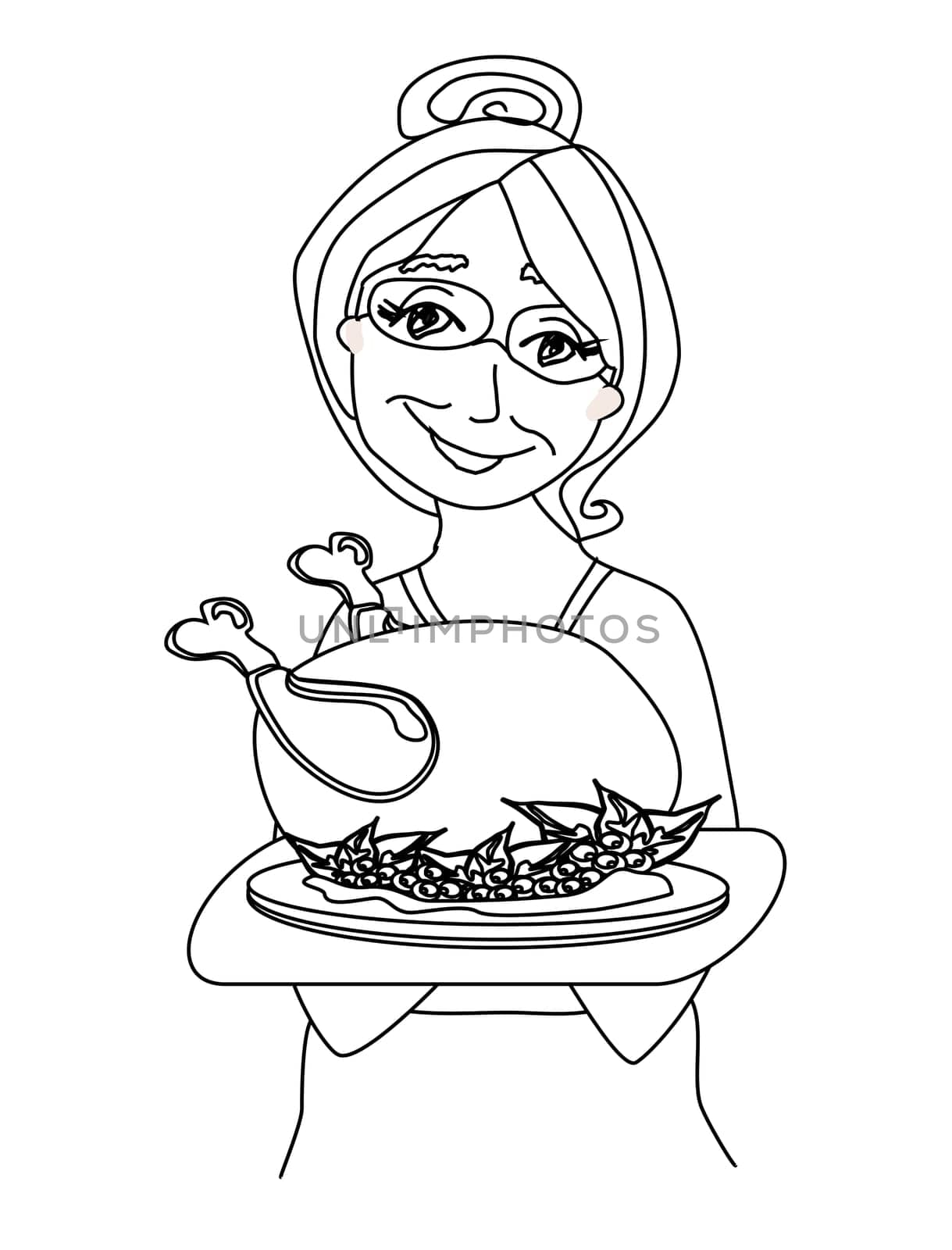grandmother serving chicken