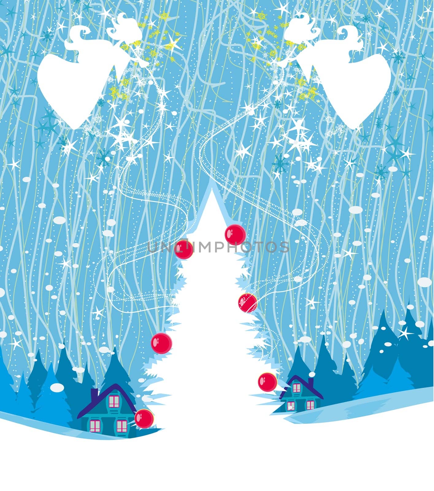 Abstract Christmas card with angels
