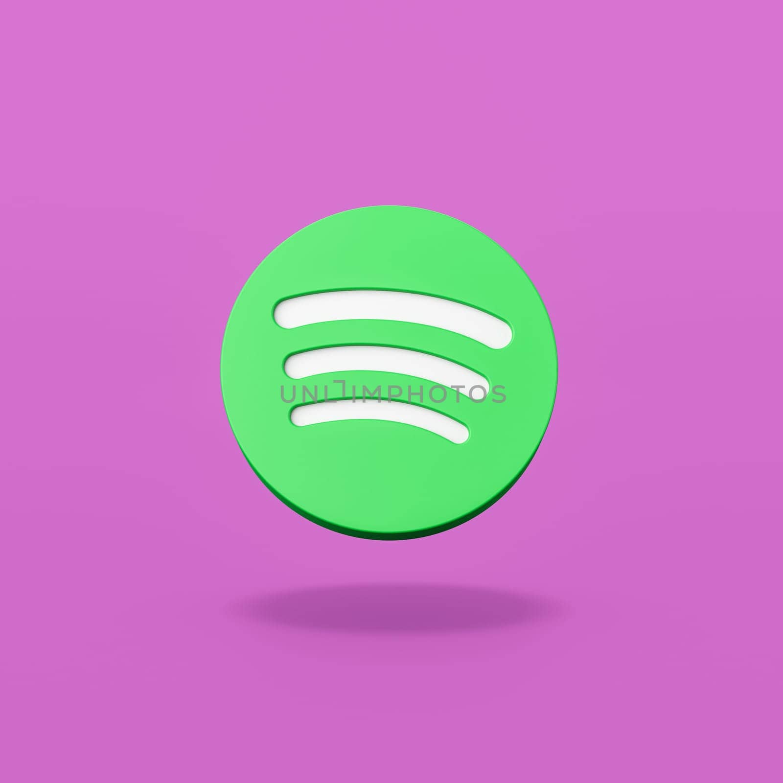 Spotify Logo 3D Shape Isolated on Flat Purple Background with Shadow 3D Illustration