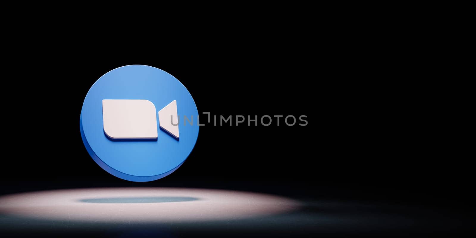 Zoom Logo 3D Symbol Shape Spotlighted on Black Background with Copy Space 3D Illustration