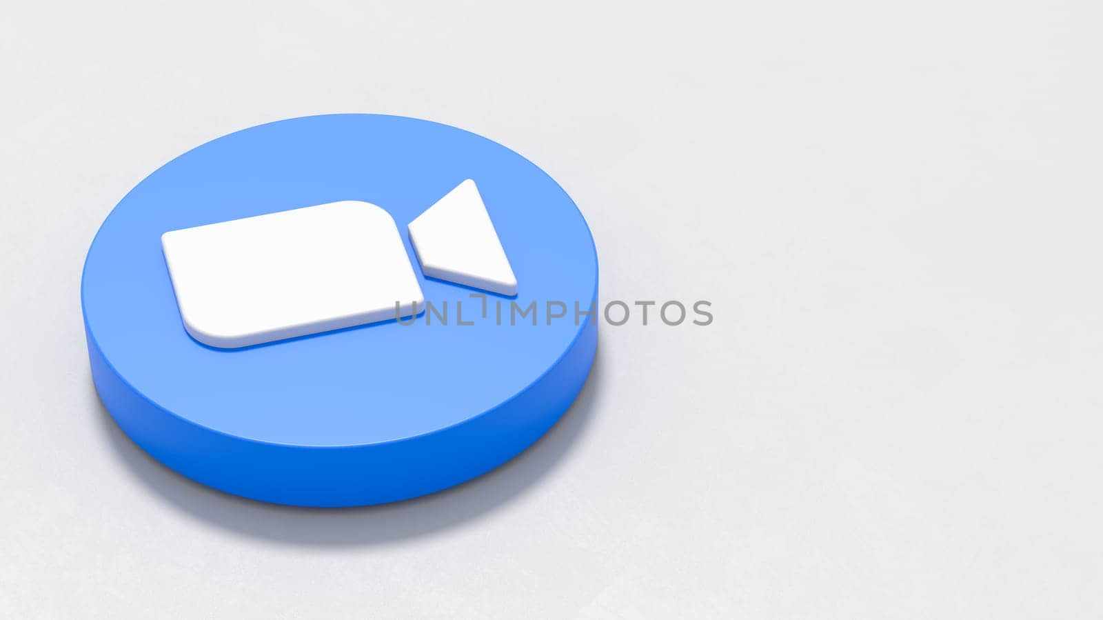 Zoom Logo 3D Symbol Shape on Plastered Light Grey Background with Copy space 3D Illustration