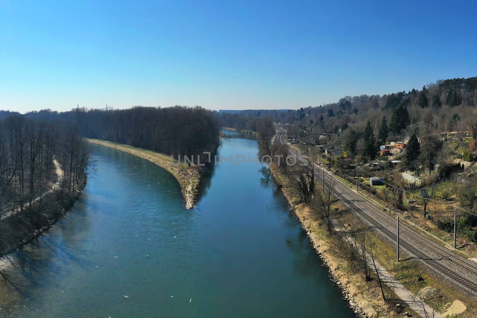 The Iller flows into the Danube here at the Illerspitze near Neu-Ulm