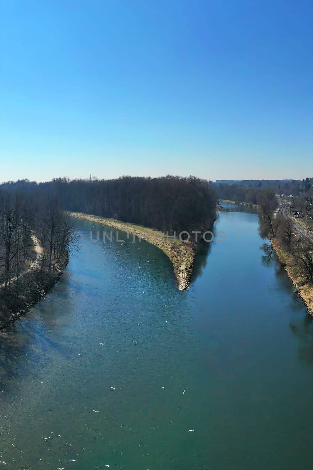 The Iller flows into the Danube here at the Illerspitze near Neu-Ulm