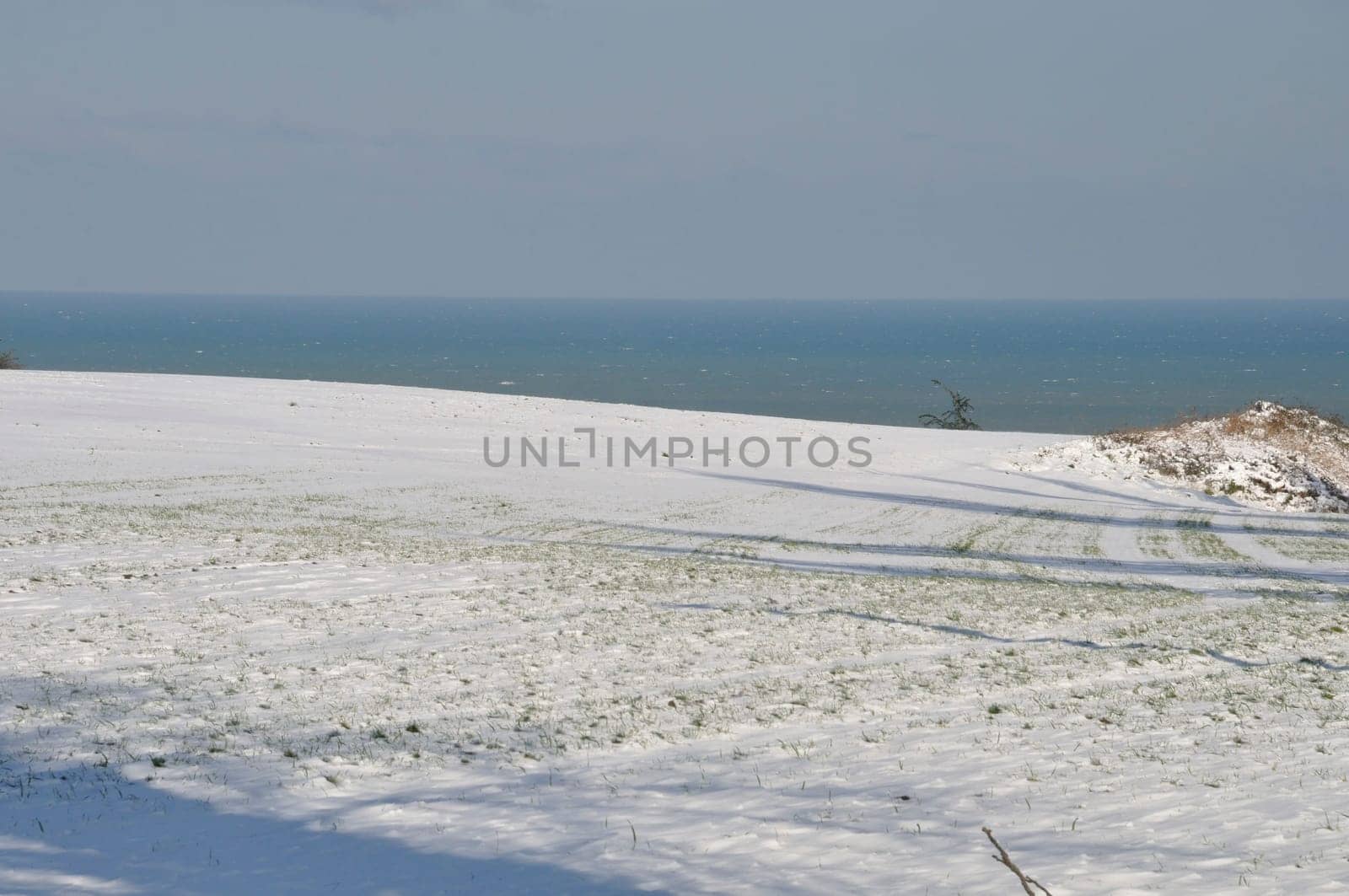Fields under the snow in Brittany
