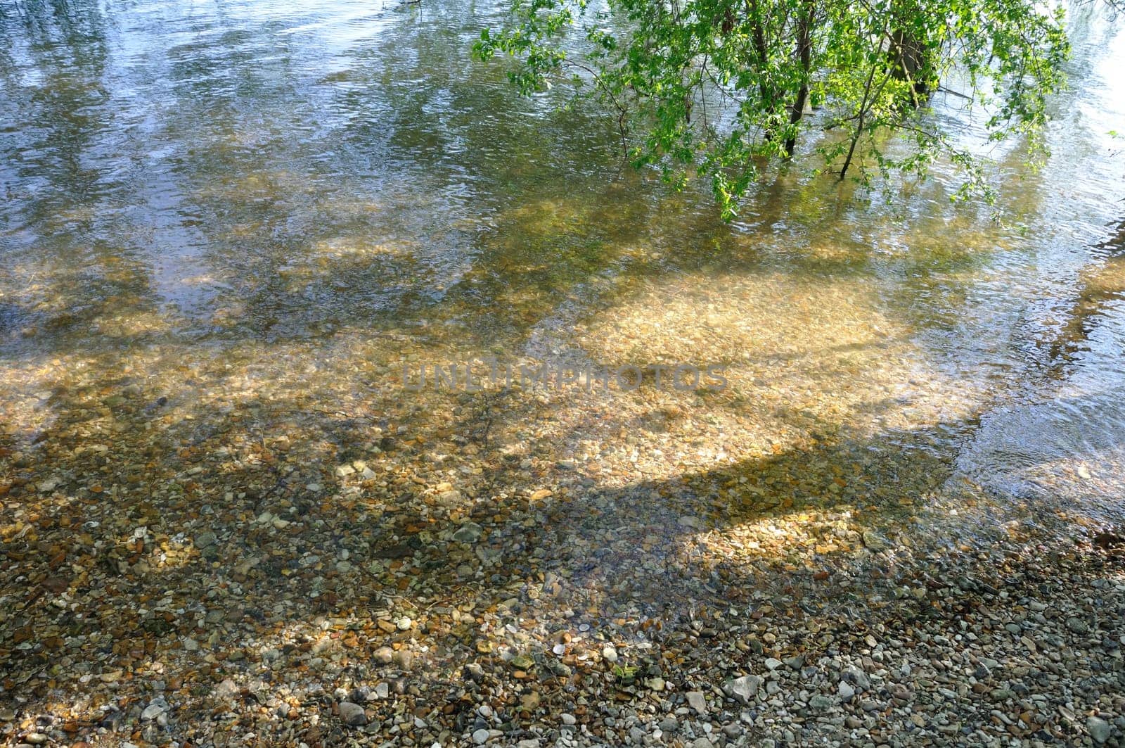 Gravels in the bed of a river
