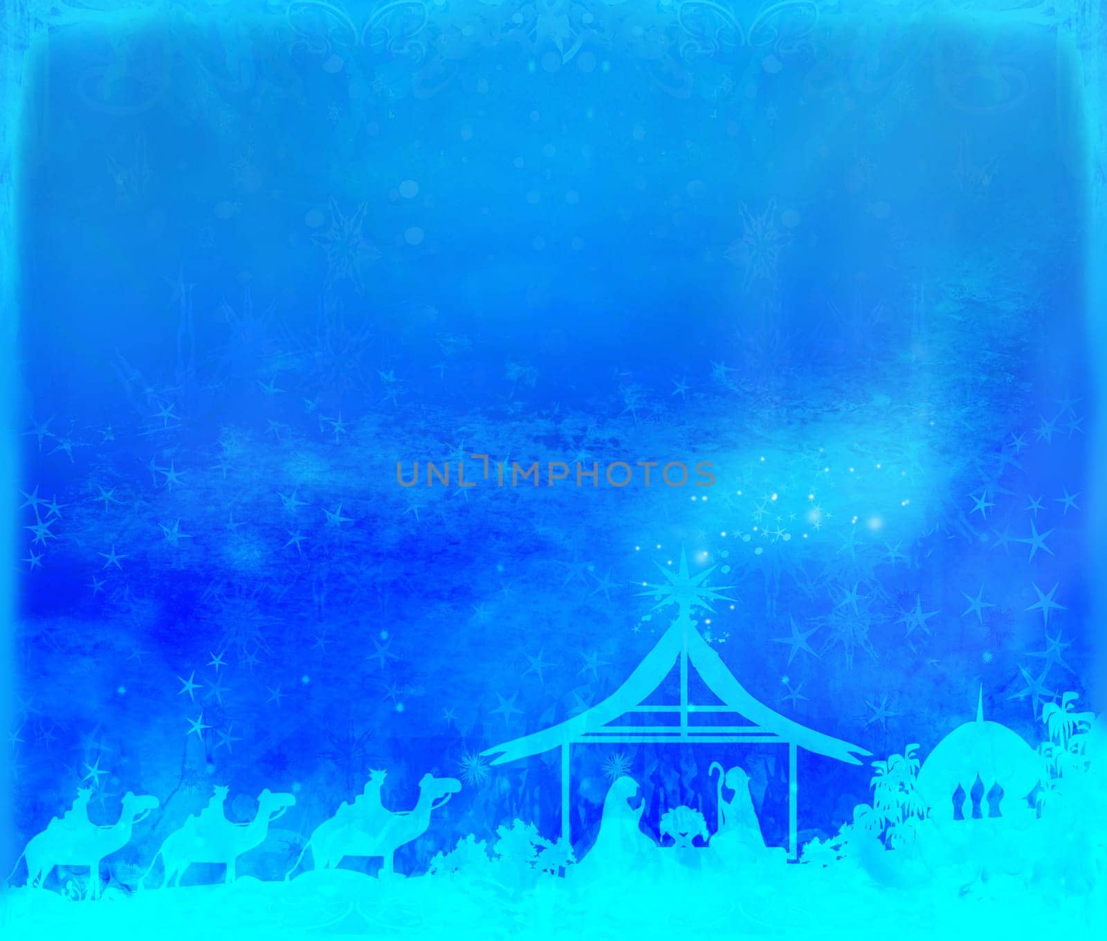 Birth of Jesus in Bethlehem - abstract card