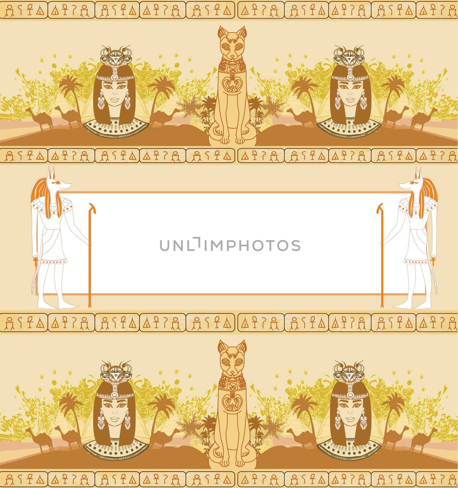 vintage card with frame and Egyptian accents