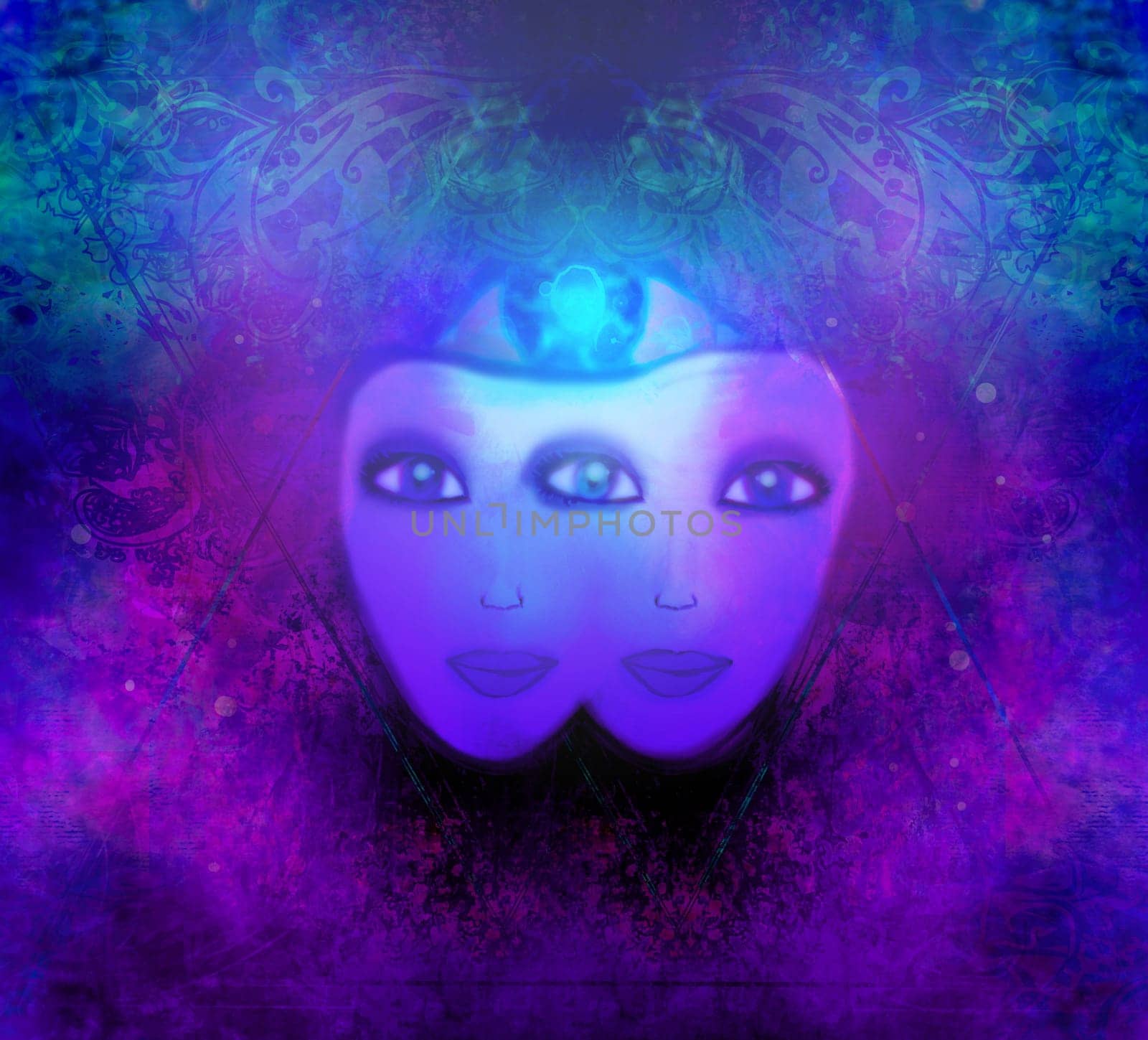 Woman with third eye, psychic supernatural senses