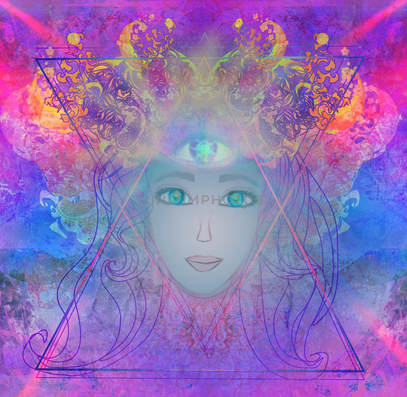 Woman with third eye, psychic supernatural senses