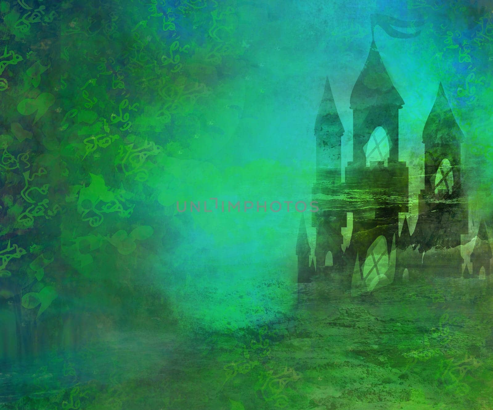 Landscape with old castle - abstract illustration