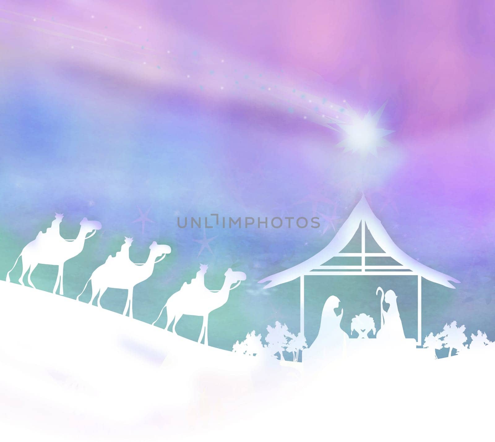 Birth of Jesus in Bethlehem - abstract card