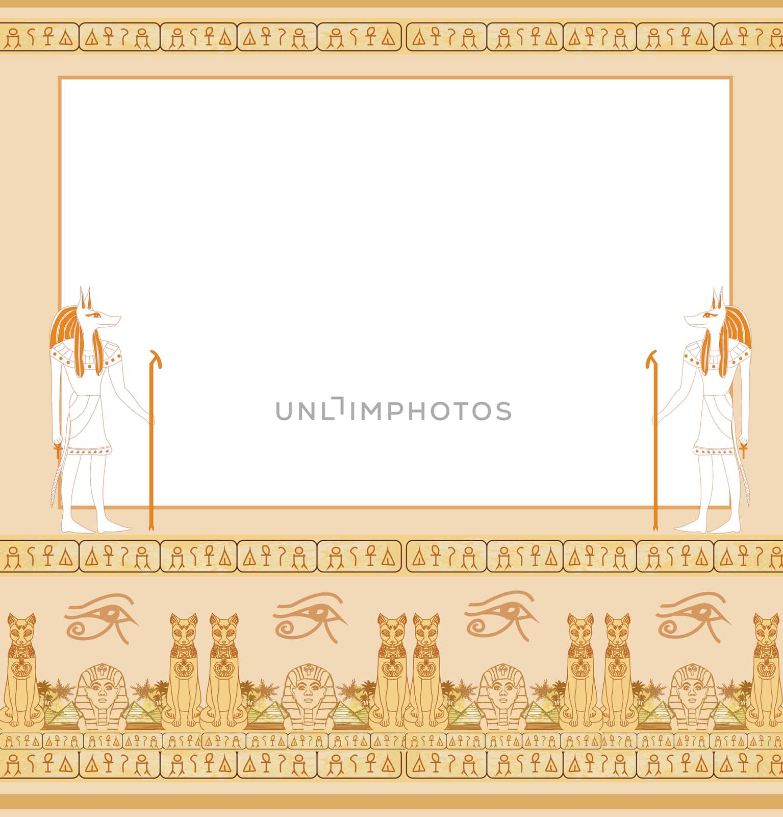 vintage card with frame and Egyptian accents