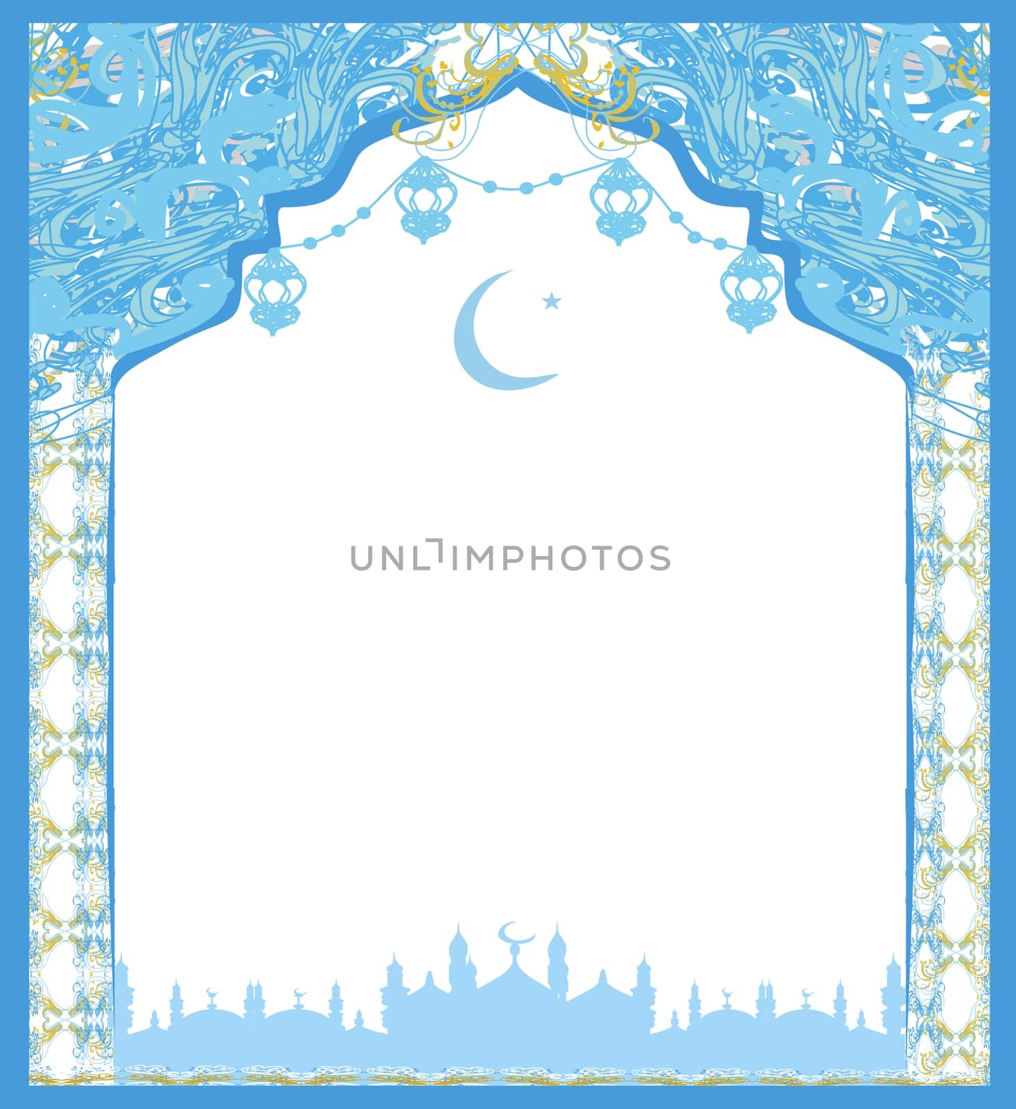 Ramadan Mubarak Greetings Card - decorative frame with ornaments