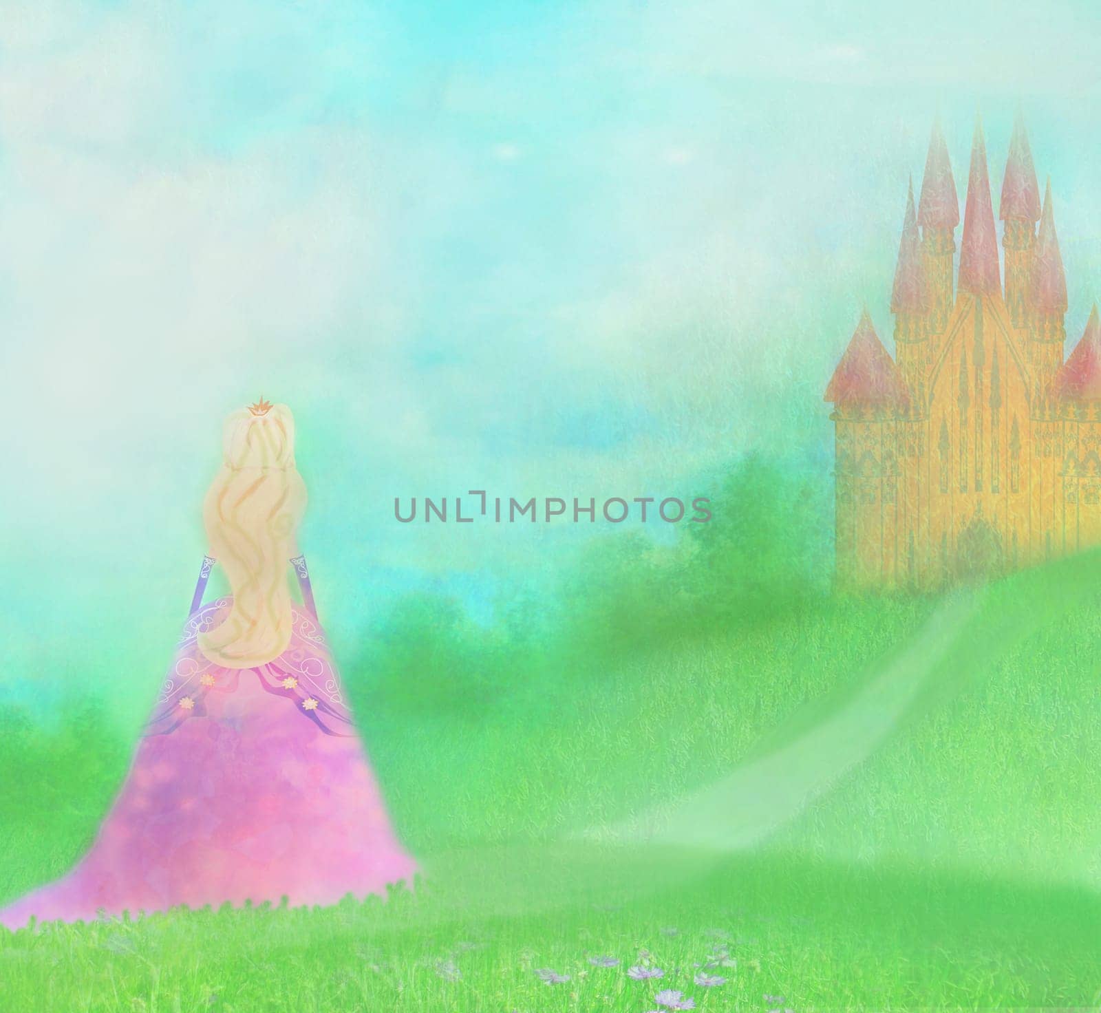 Princess in front of her castle