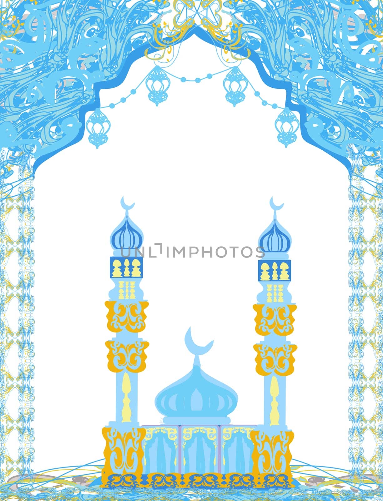 Ramadan Mubarak Greetings Card - decorative frame with ornaments