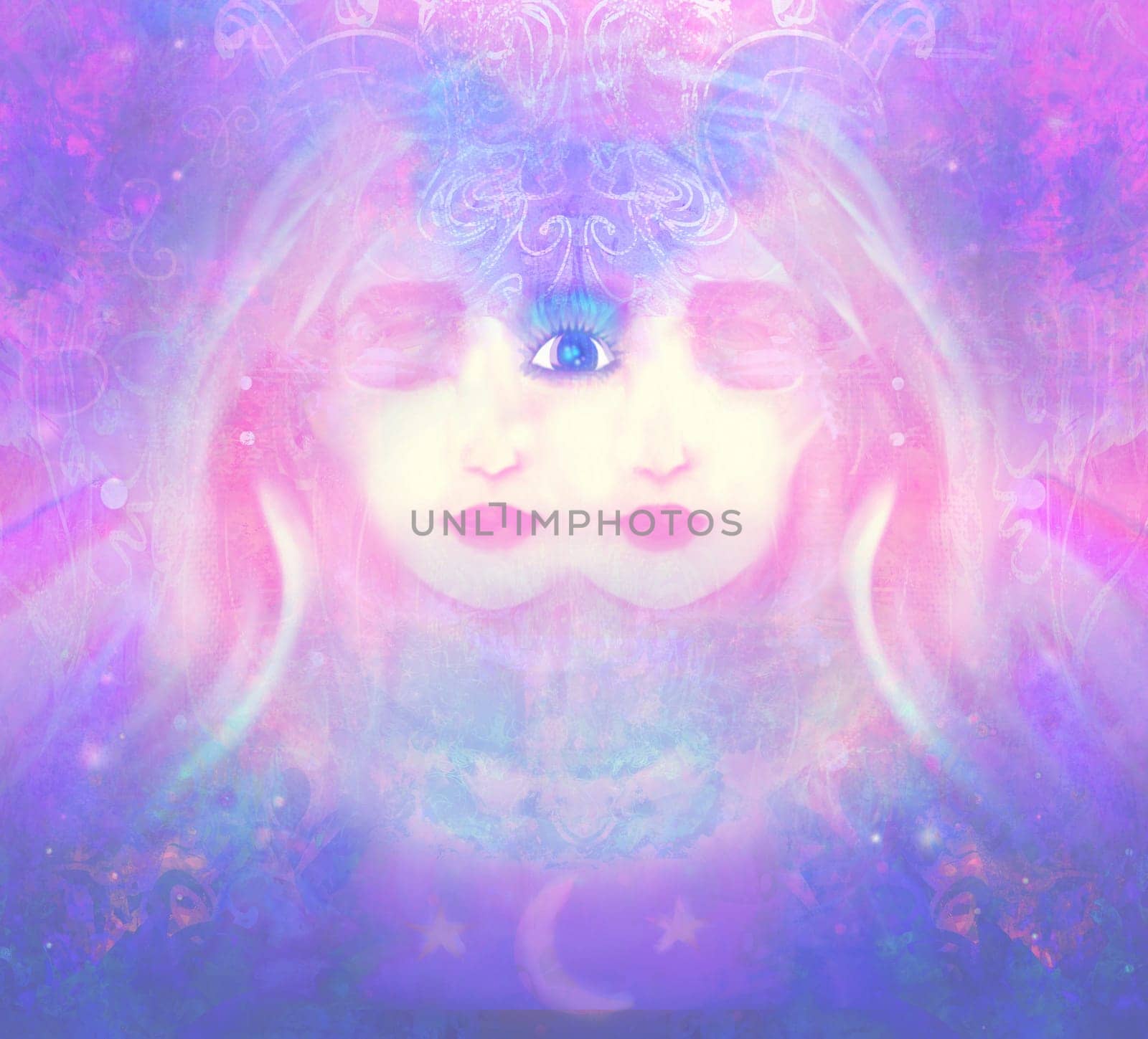 Woman with third eye, psychic supernatural senses