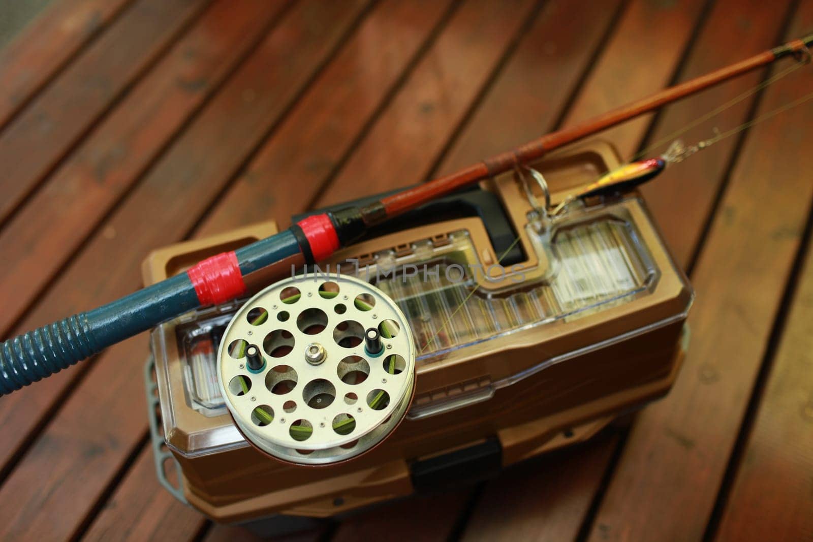 fishing rod with big reel, fishing box for fishing