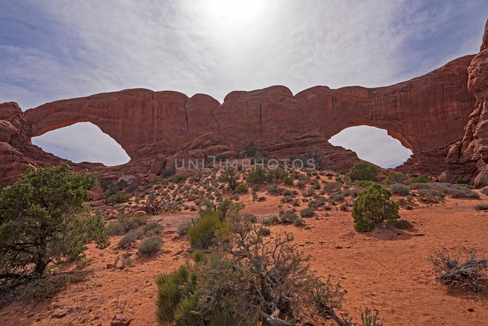Alien Eyes in Red Rocks Country in the Windows section of Arches National Prk in utah