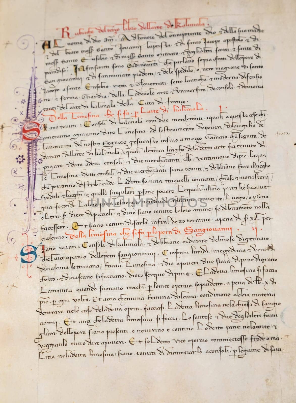 FLORENCE, ITALY - circa July 2021. Antique manuscript sheet from Dante Divine Comedy, 16th Century copy.